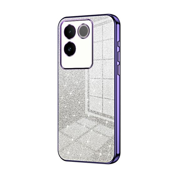 Custodia per telefono elettrolitico in polvere glitterata sfumata per vivo S17e / iQOO Z7 Pro (viola)