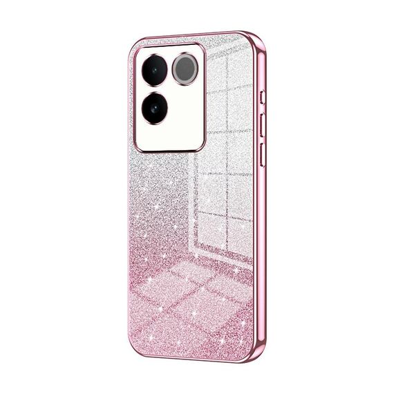 Custodia per telefono elettrolitico in polvere glitterata sfumata per vivo S17e / iQOO Z7 Pro (rosa)