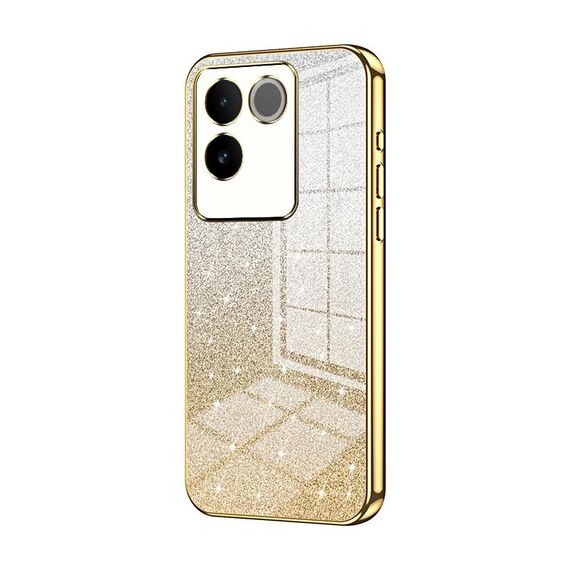 Custodia per telefono elettrolitico in polvere glitterata sfumata per vivo S17e / iQOO Z7 Pro (oro)