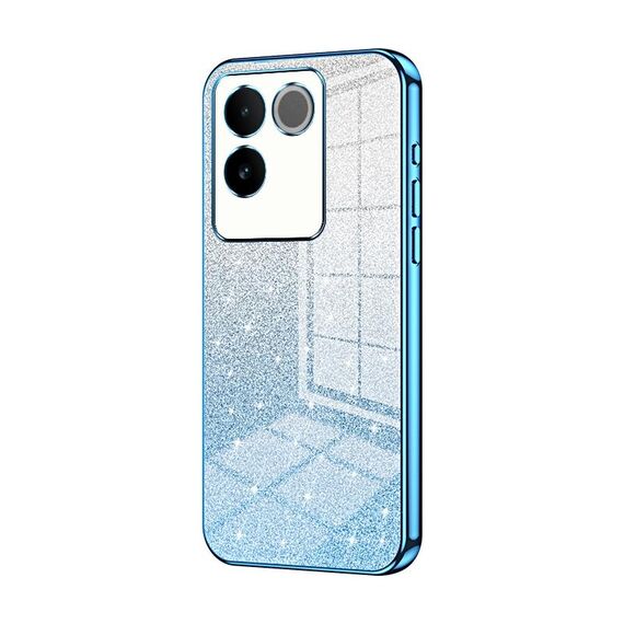 Per vivo S17e / iQOO Z7 Pro Custodia per telefono elettrolitico con polvere glitterata sfumata (blu)