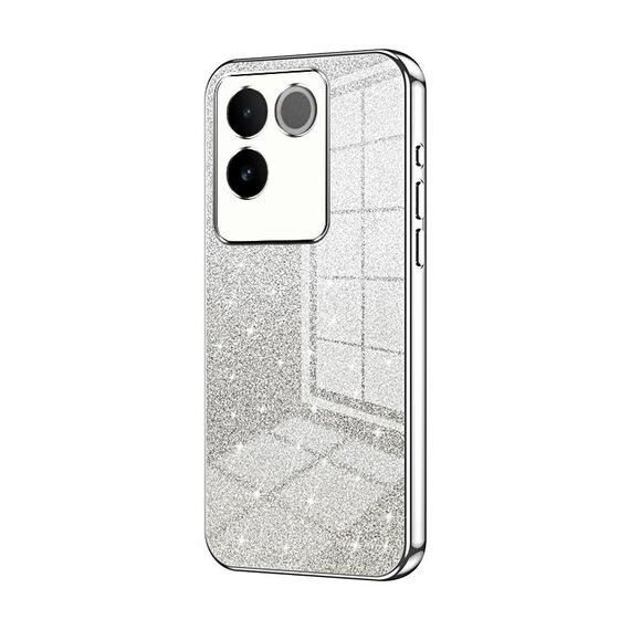 Custodia per telefono elettrolitica in polvere glitterata sfumata per vivo S17e / iQOO Z7 Pro (Argento)