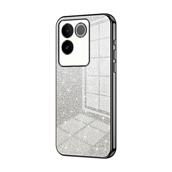 Custodia per telefono elettrolitico in polvere glitterata sfumata per vivo S17e / iQOO Z7 Pro (nero)