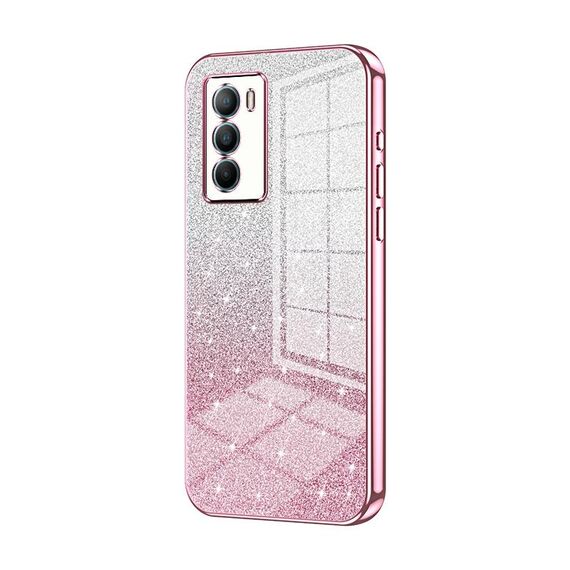 Custodia per telefono elettrolitico in polvere glitterata sfumata per vivo T1 / iQOO Neo5 SE (rosa)