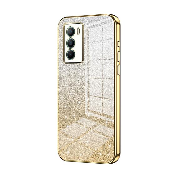 Custodia per telefono elettrolitico in polvere glitterata sfumata per vivo T1 / iQOO Neo5 SE (oro)