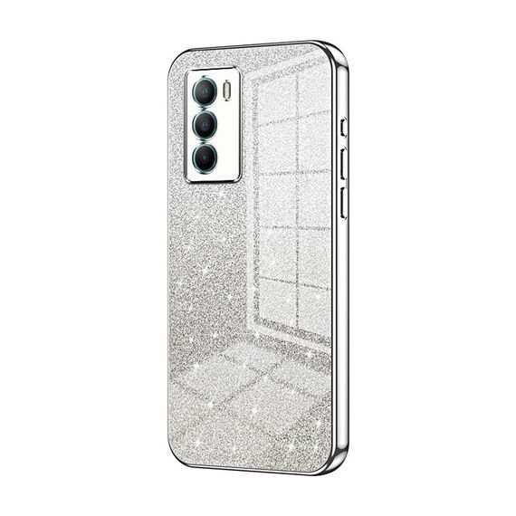 Custodia per telefono elettrolitico in polvere glitterata sfumata per vivo T1 / iQOO Neo5 SE (Argento)