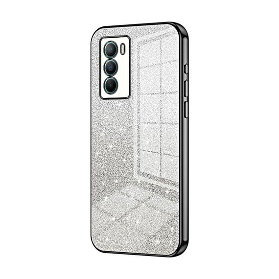 Per vivo T1 / iQOO Neo5 SE Custodia per telefono elettrolitico con polvere glitterata sfumata (nero)