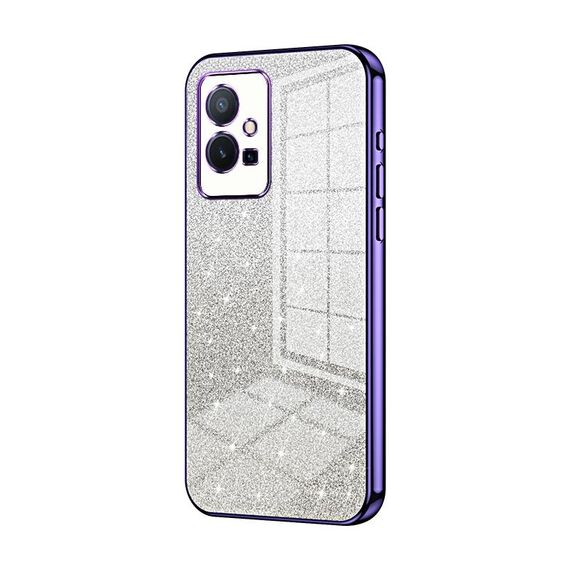 Custodia per telefono elettrolitico in polvere glitter sfumata per vivo T1 5G (viola)