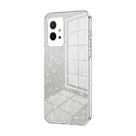 Custodia per telefono elettrolitico in polvere glitter sfumata per vivo T1 5G (trasparente)