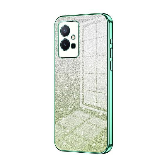 Custodia per telefono elettrolitico in polvere glitterata sfumata per vivo T1 5G (verde)