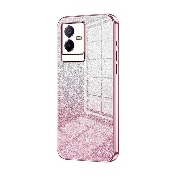 Custodia per telefono elettrolitico in polvere glitter sfumata per vivo T2x (rosa)