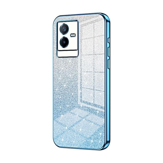 Per vivo T2x Custodia per telefono elettrolitico con polvere glitterata sfumata (blu)