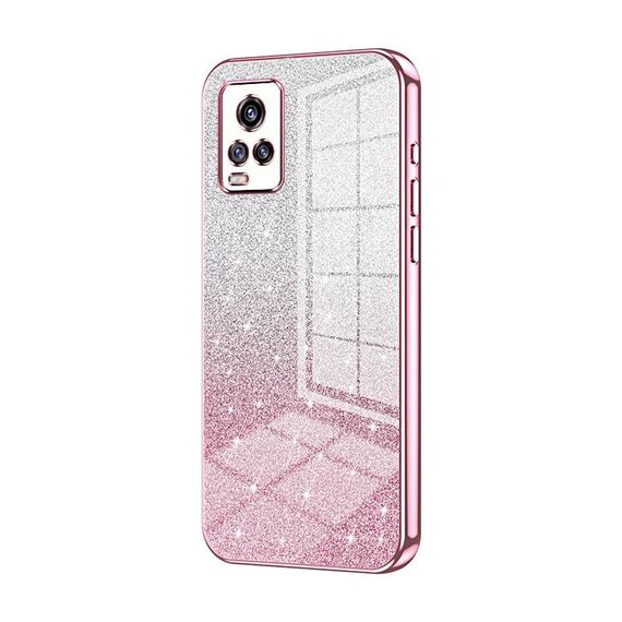 Custodia per telefono elettrolitico in polvere glitter sfumata per vivo V20 (rosa)