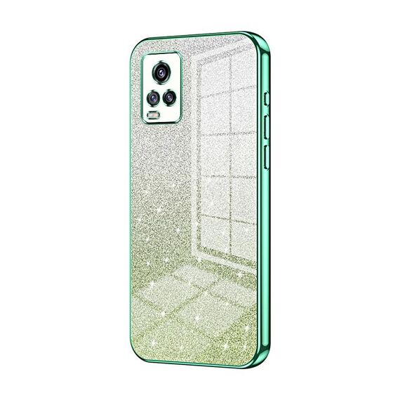 Custodia per telefono elettrolitico in polvere glitter sfumata per vivo V20 (verde)