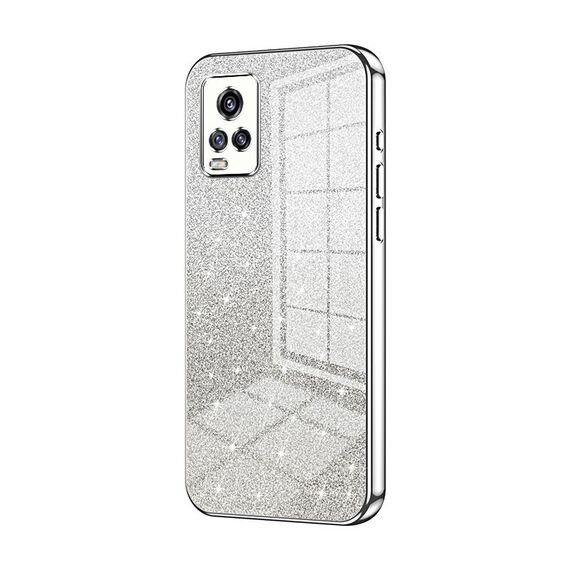 Per vivo V20 Custodia per telefono elettrolitica in polvere glitterata sfumata (Argento)