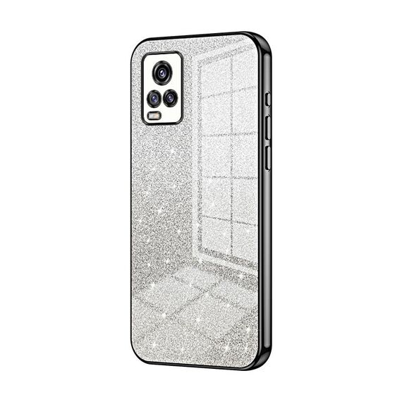 Custodia per telefono elettrolitico in polvere glitterata sfumata per vivo V20 (nera)