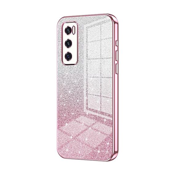 Custodia per telefono elettrolitico in polvere glitterata sfumata per vivo V20 SE / Y70 (rosa)
