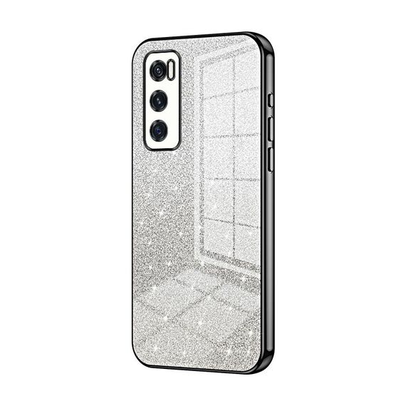 Per vivo V20 SE / Y70 Custodia per telefono elettrolitica in polvere glitterata sfumata (nera)
