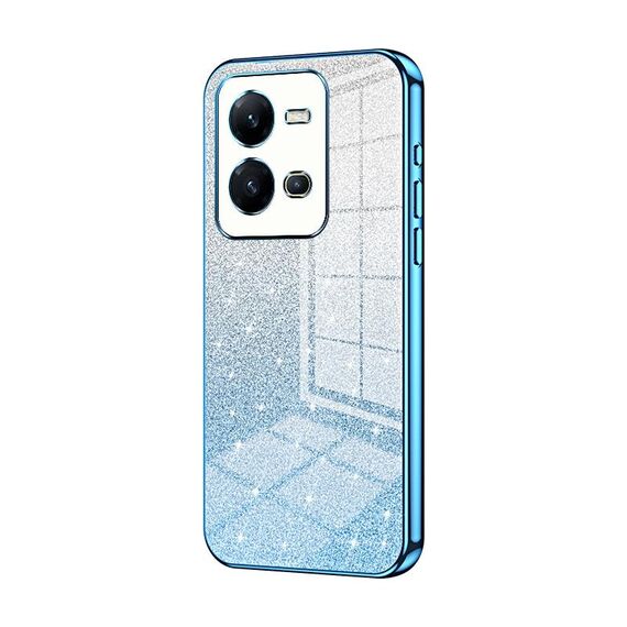 Custodia per telefono elettrolitico in polvere glitterata sfumata per vivo V25 / V25e (blu)