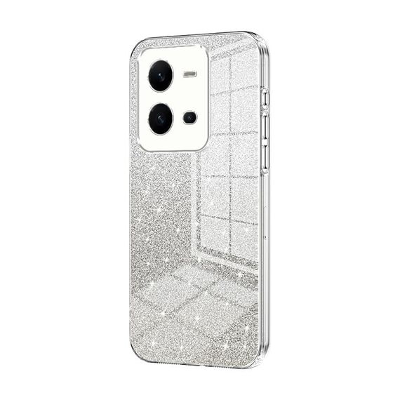 Custodia per telefono elettrolitica in polvere glitterata sfumata per vivo V25 / V25e (trasparente)