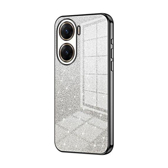 Custodia per telefono elettrolitico in polvere glitter sfumata per vivo V29e (nera)
