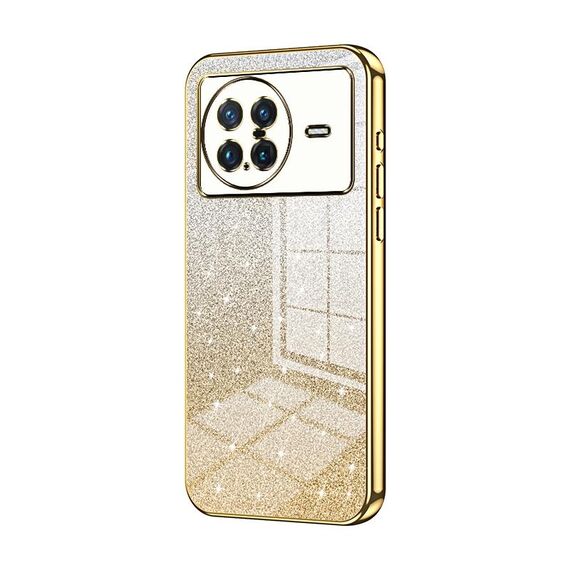 Custodia per telefono elettrolitico in polvere glitter sfumata per vivo X Note (oro)