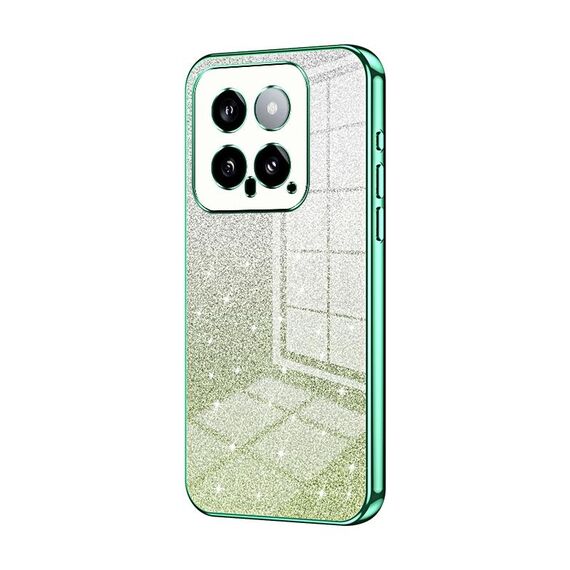 Per Xiaomi 14 Custodia per telefono elettrolitico in polvere glitter sfumata (verde)