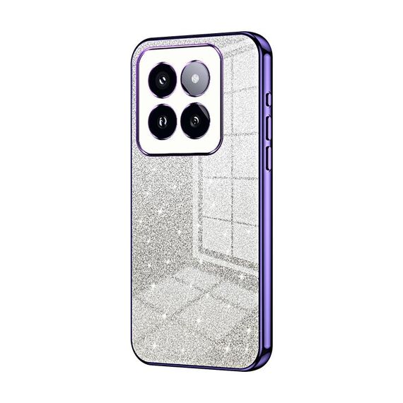 Per Xiaomi 14 Pro Custodia per telefono elettrolitico con polvere glitterata sfumata (viola)