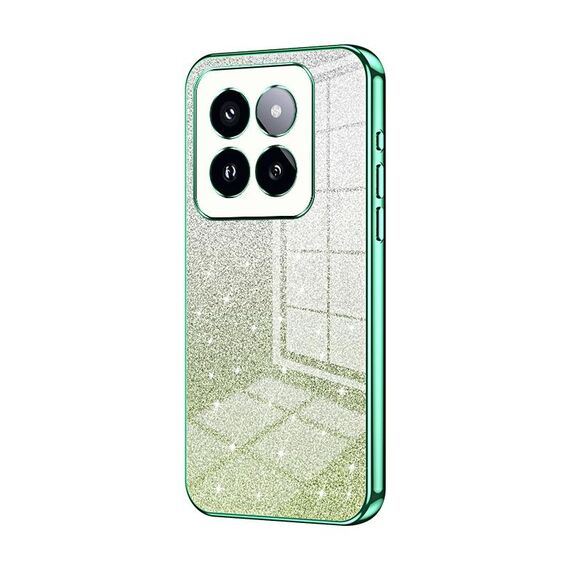 Per Xiaomi 14 Pro Custodia per telefono elettrolitico con polvere glitter sfumata (verde)
