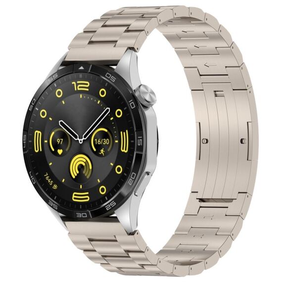 Per Huawei Watch GT4 / GT3 / GT2 / GT 46mm Cinturino in metallo con fibbia HW a tre ceppi (colore titanio)