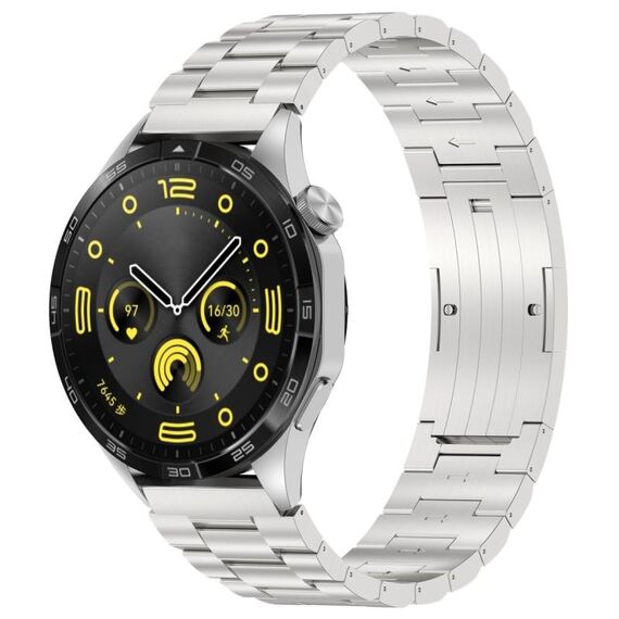 Per Huawei Watch GT4 / GT3 / GT2 / GT 46mm Cinturino in metallo con fibbia HW a tre ceppi (Argento)