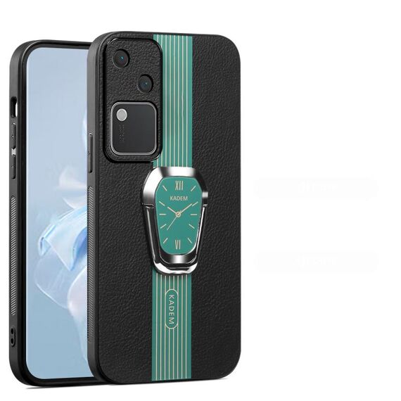 Custodia per telefono posteriore in pelle magnetica Litchi per vivo S18 con supporto (verde)