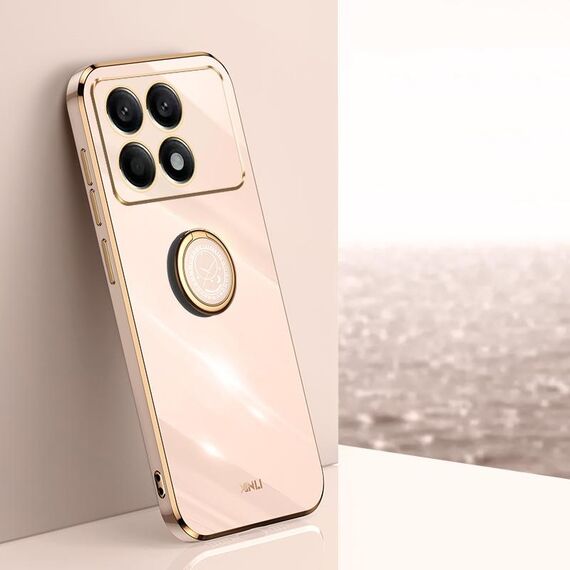 Per Xiaomi Redmi K70 XINLI Straight Edge 6D Custodia per telefono in TPU elettrolitico con supporto ad anello (rosa)