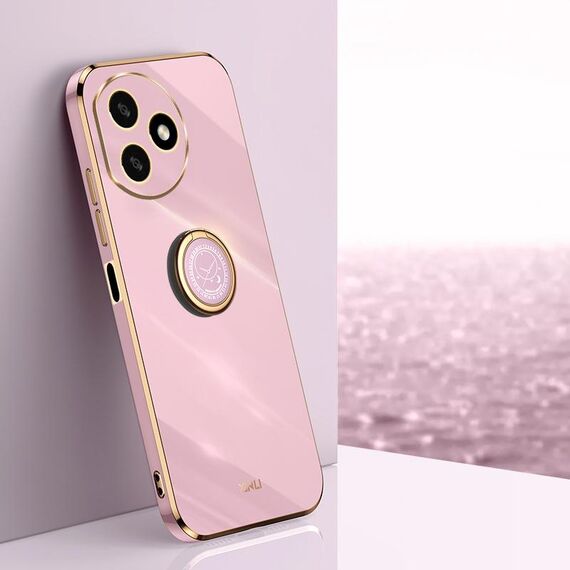 Per Honor X50i + 5G XINLI Straight Edge 6D Placca Custodia per telefono in TPU con supporto ad anello (Viola ciliegia)