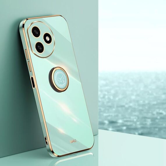 Per Honor X50i + 5G XINLI Straight Edge 6D Placca Custodia per telefono in TPU con supporto ad anello (verde menta)