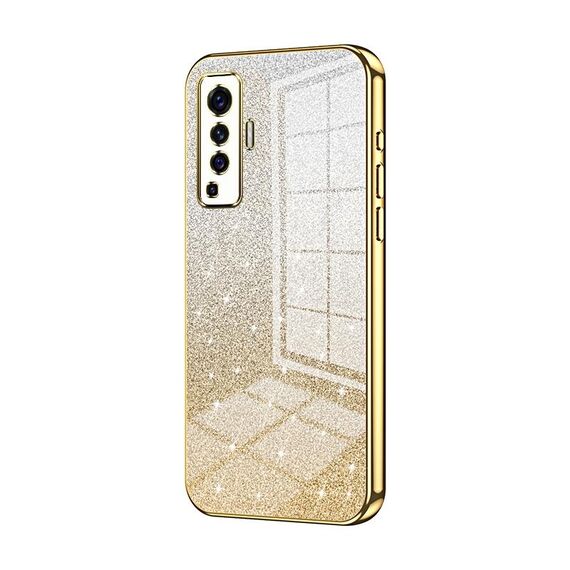 Custodia per telefono elettrolitico in polvere glitter sfumata per vivo X50 (oro)