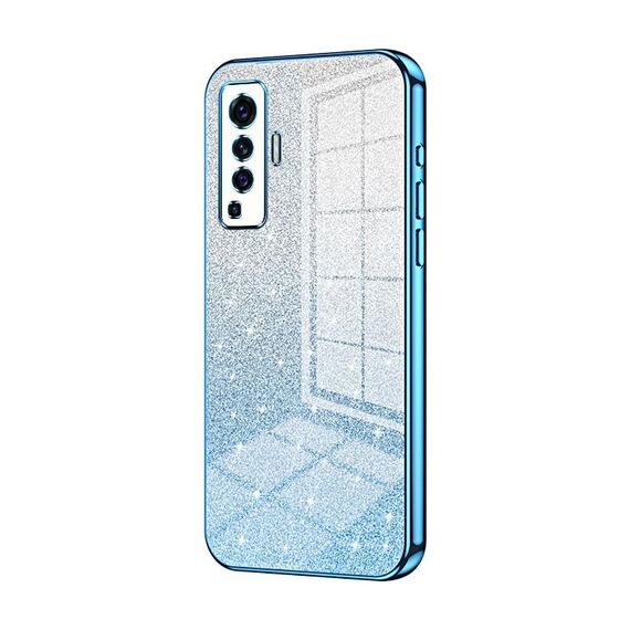 Per vivo X50 Custodia per telefono elettrolitico con polvere glitterata sfumata (blu)