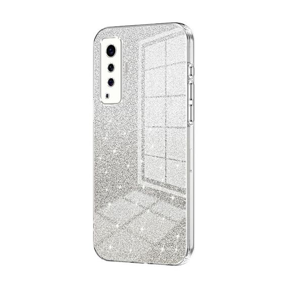 Per vivo X50 Custodia per telefono elettrolitica in polvere glitterata sfumata (trasparente)