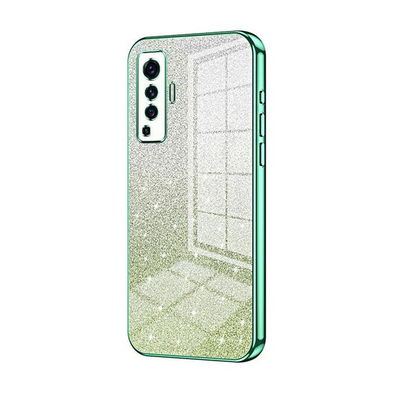 Custodia per telefono elettrolitico in polvere glitter sfumata per vivo X50 (verde)