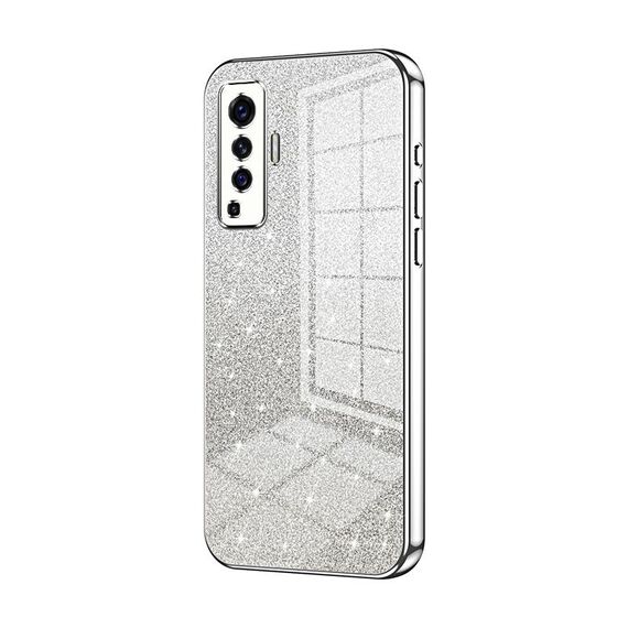 Custodia per telefono elettrolitico in polvere glitterata sfumata per vivo X50 (argento)
