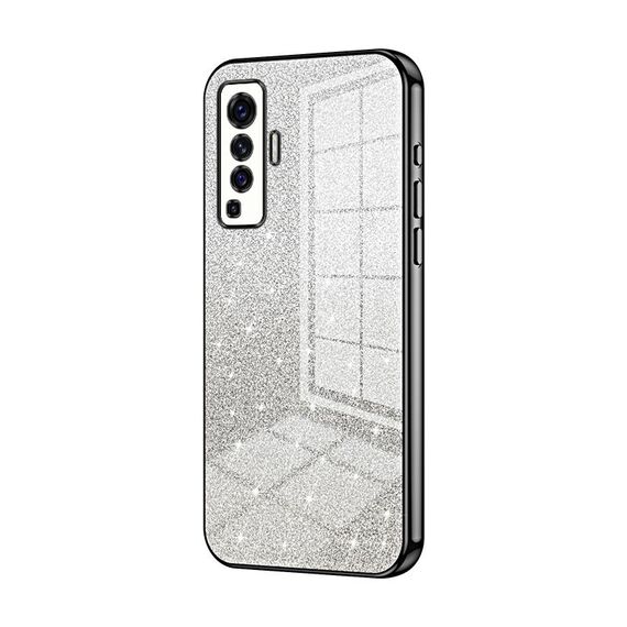 Custodia per telefono elettrolitico in polvere glitter sfumata per vivo X50 (nera)