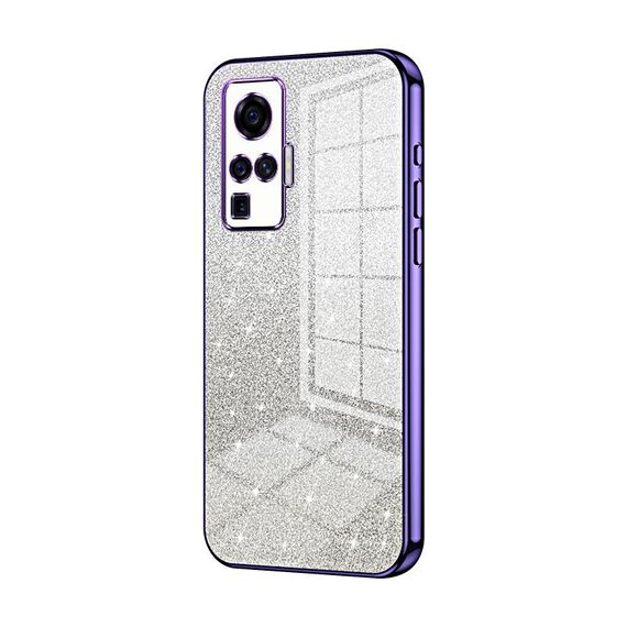 Custodia per telefono elettrolitico in polvere glitter sfumata per vivo X50 Pro (viola)