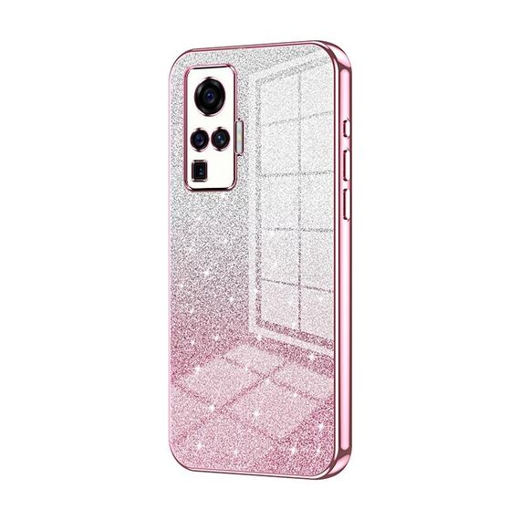 Custodia per telefono elettrolitico in polvere glitter sfumata per vivo X50 Pro (rosa)