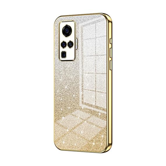 Custodia per telefono elettrolitico in polvere glitterata sfumata per vivo X50 Pro (oro)