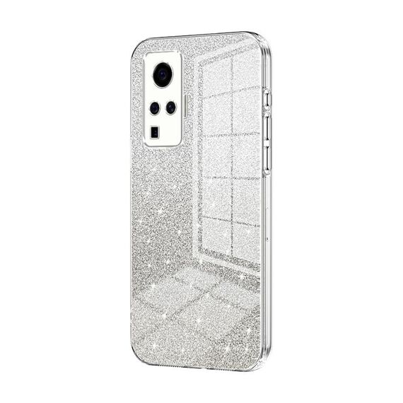 Custodia per telefono elettrolitico in polvere glitterata sfumata per vivo X50 Pro (trasparente)