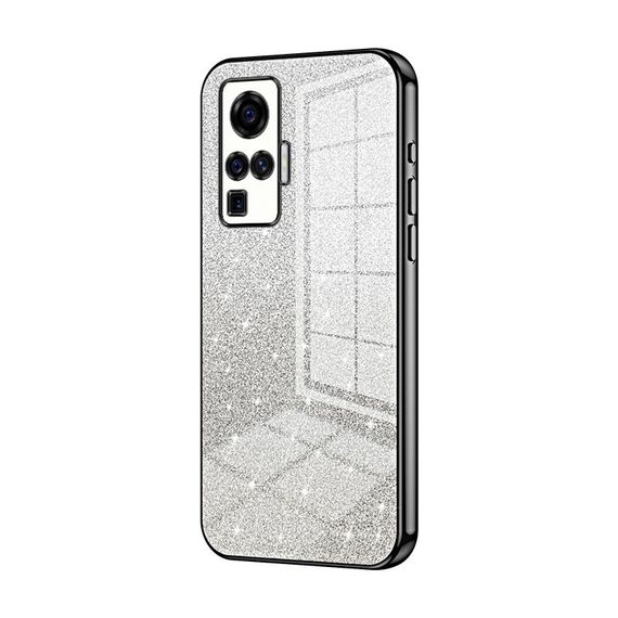 Custodia per telefono elettrolitico in polvere glitterata sfumata per vivo X50 Pro (nera)
