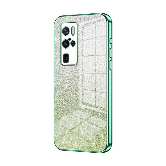 Per vivo X50 Pro+ Custodia per telefono elettrolitico con polvere glitterata sfumata (verde)