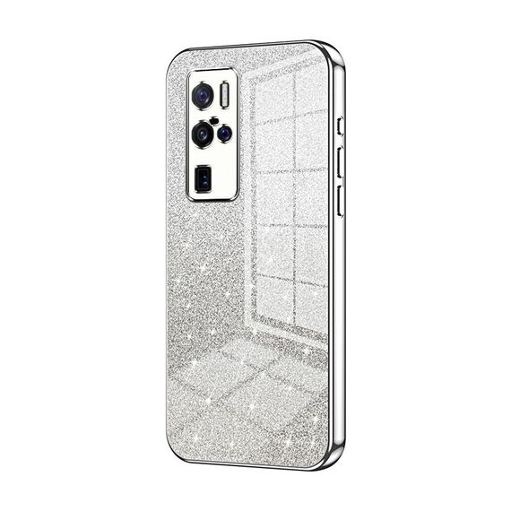 Per vivo X50 Pro+ Custodia per telefono elettrolitico con polvere glitterata sfumata (Argento)