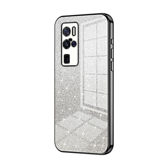 Per vivo X50 Pro+ Custodia per telefono elettrolitico con polvere glitterata sfumata (nera)