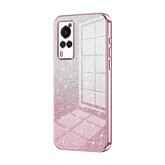 Custodia per telefono elettrolitico in polvere glitterata sfumata per vivo X60 (rosa)