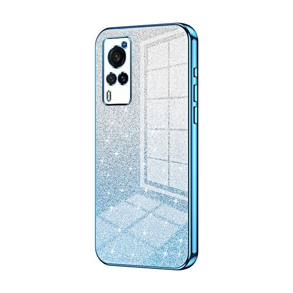 Custodia per telefono elettrolitico in polvere glitterata sfumata per vivo X60 (blu)